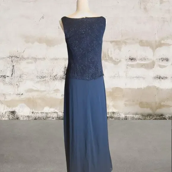 Alex Evenings NWT Mock Two-Piece Gown Blue Size 10 - Picture 4 of 7